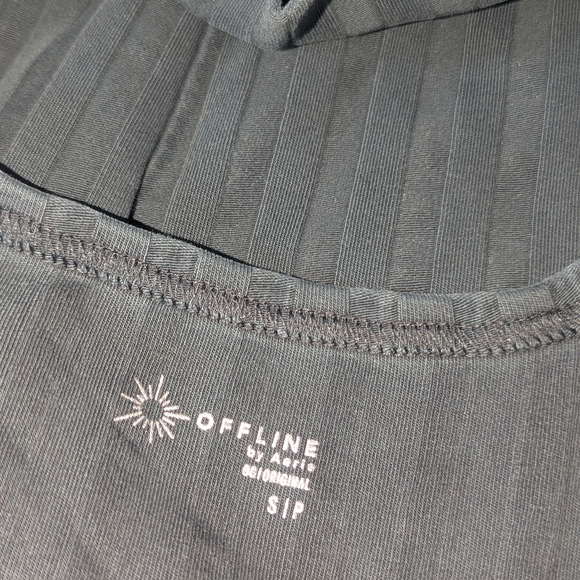 aerie Ribbed High-Waist Wide Leg Pants - Black - Picture 3 of 3